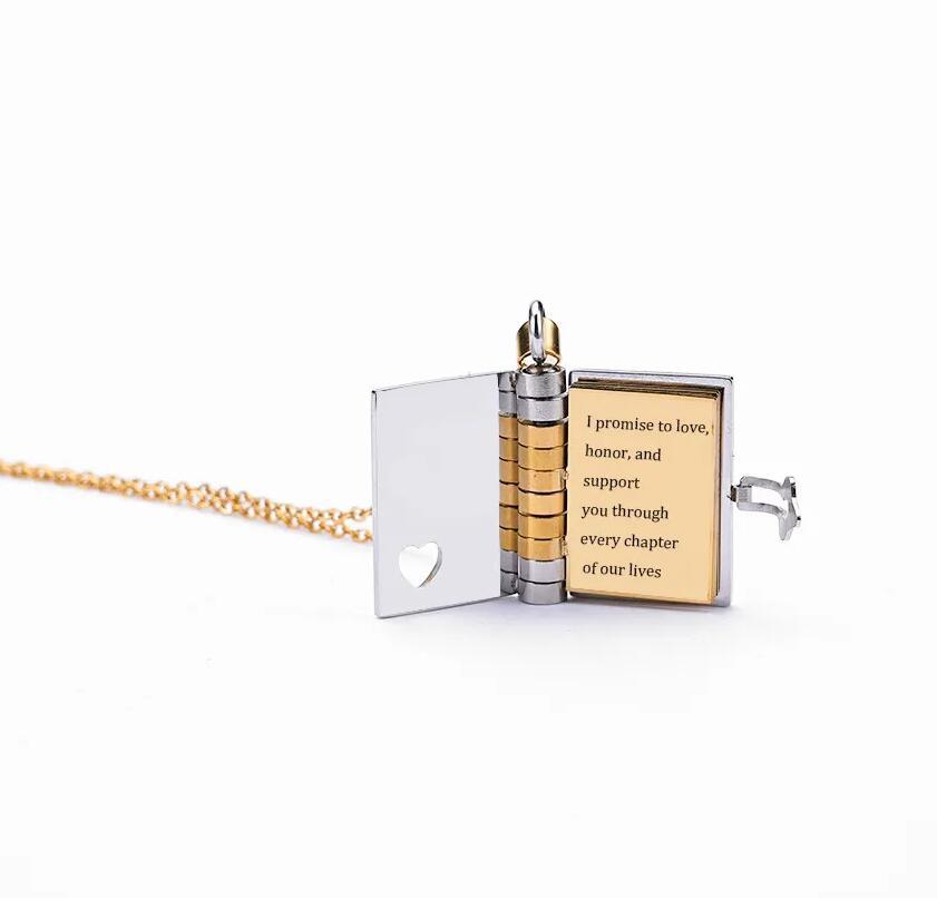 DIY Engraved Book Pendant Necklace