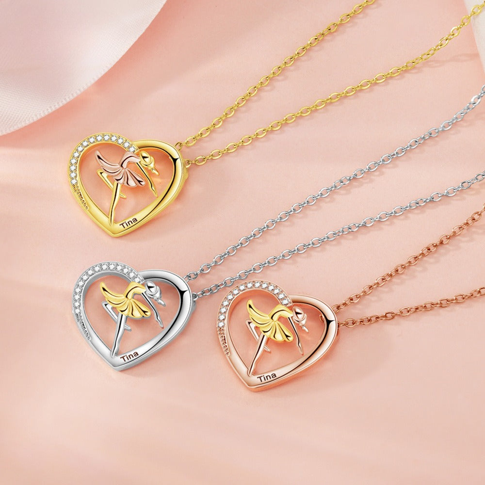 Ballet Girl Engraved Necklace