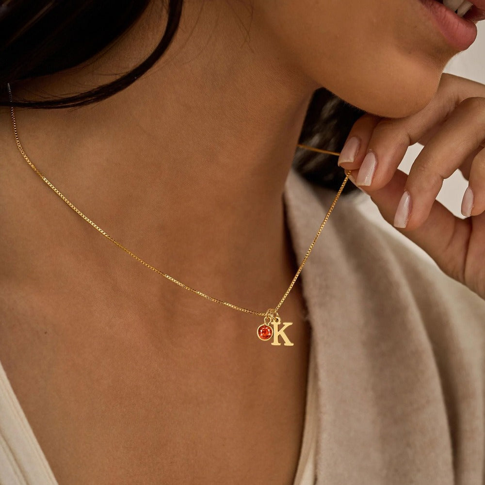 Alphabet Birthstone Combination Necklace