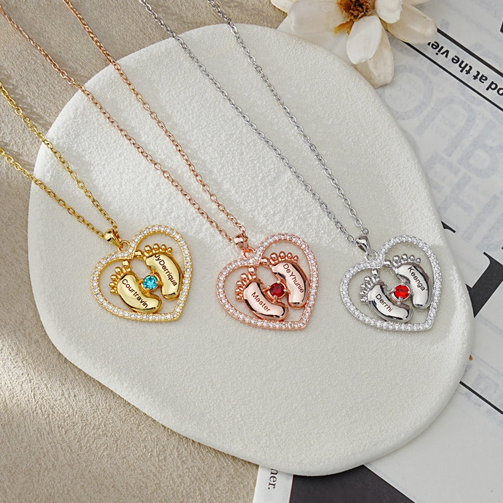 Footprint Birthstone Necklace