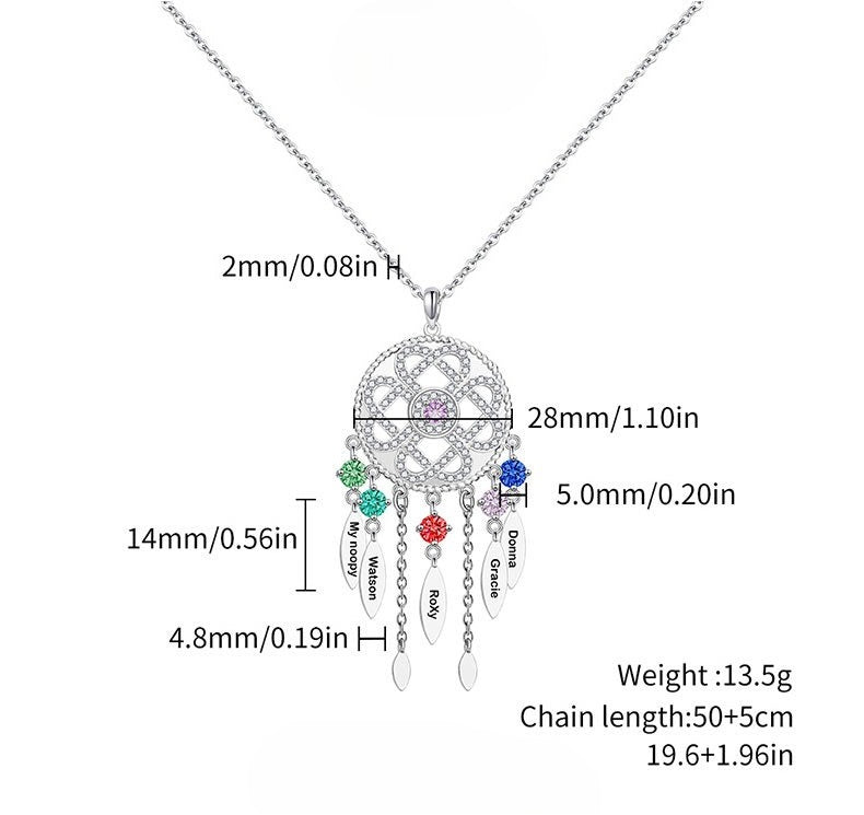 Mesh necklace with multiple custom names