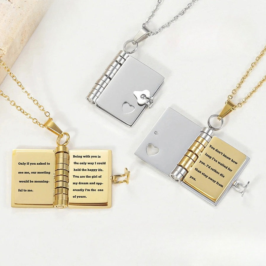 DIY Engraved Book Pendant Necklace