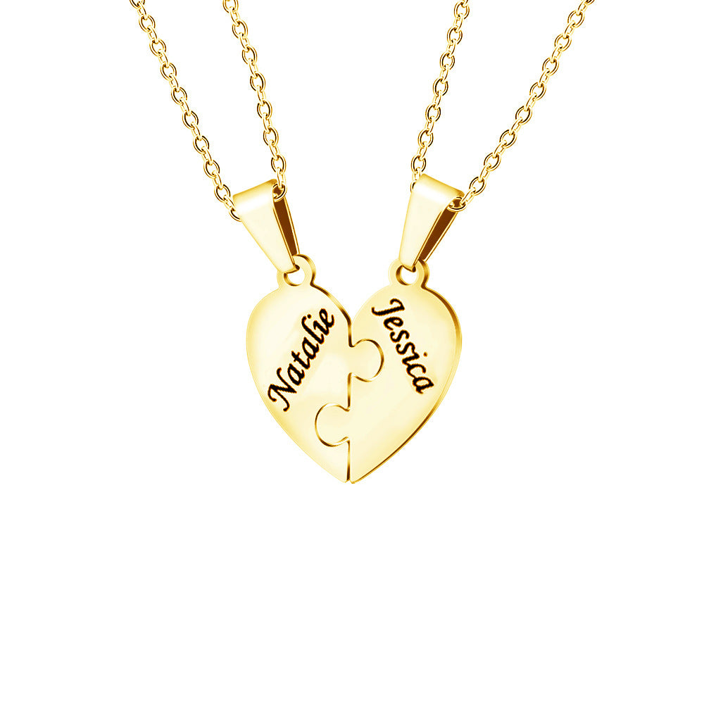 Heart-Shaped Interlocking Necklace for Couples or Family