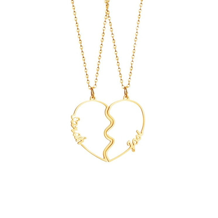 Couple's Heart-Shaped Interlocking Necklace