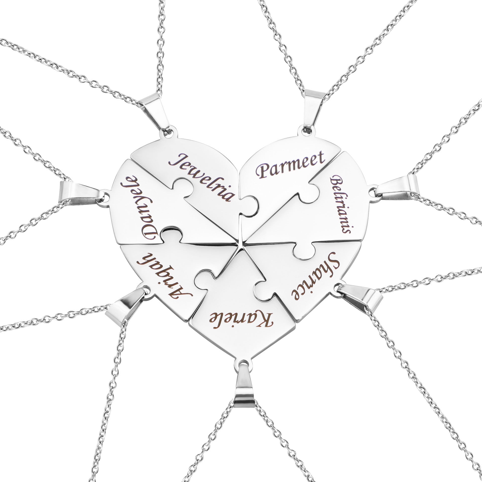 Heart-Shaped Interlocking Necklace for Couples or Family