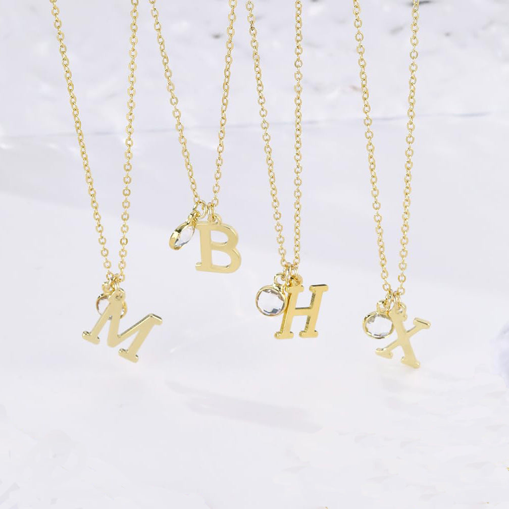 Alphabet Birthstone Combination Necklace