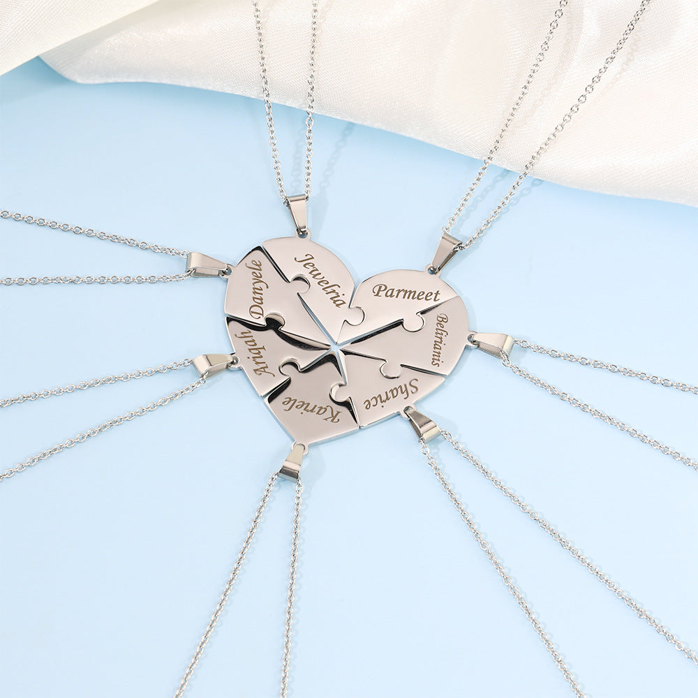 Heart-Shaped Interlocking Necklace for Couples or Family