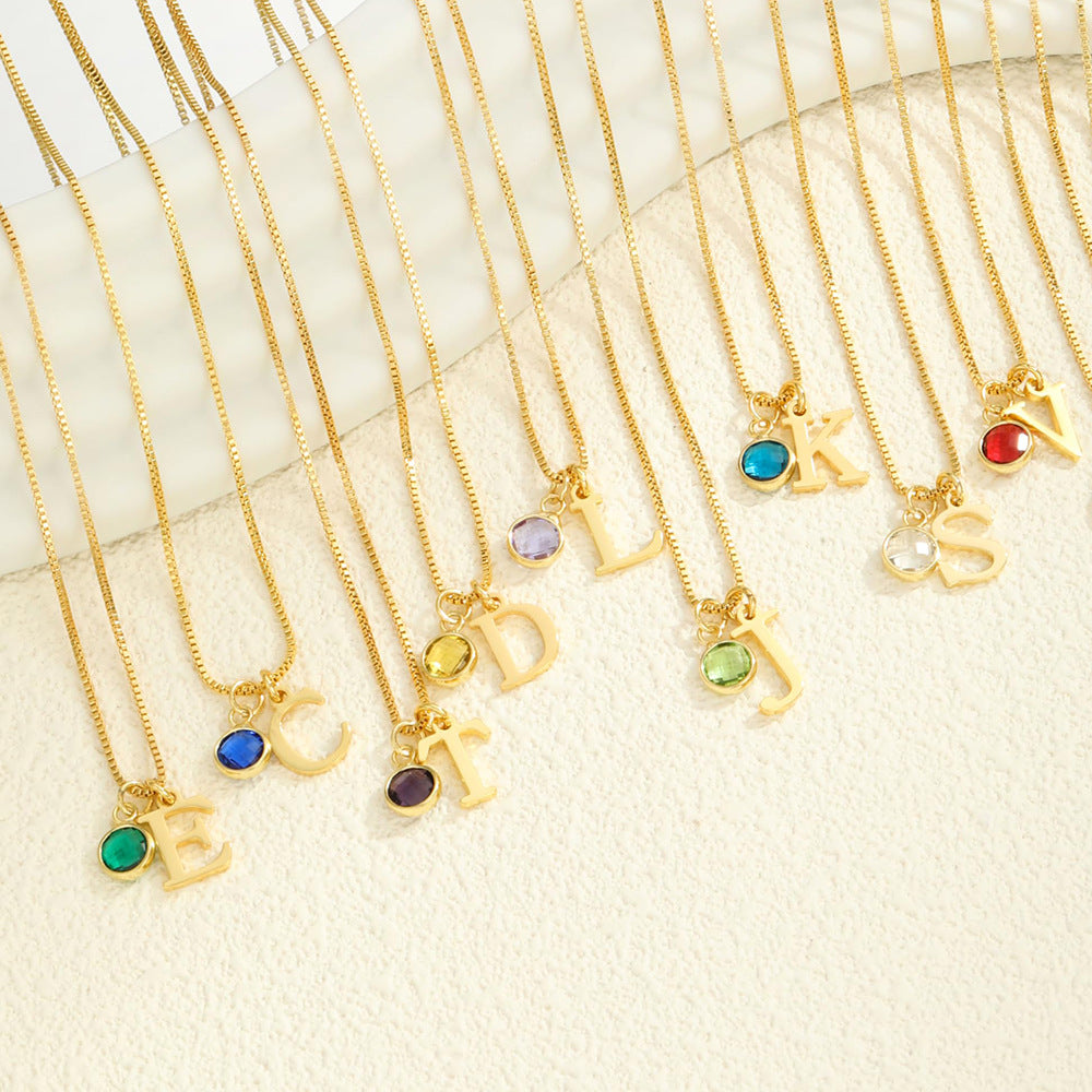 Alphabet Birthstone Combination Necklace