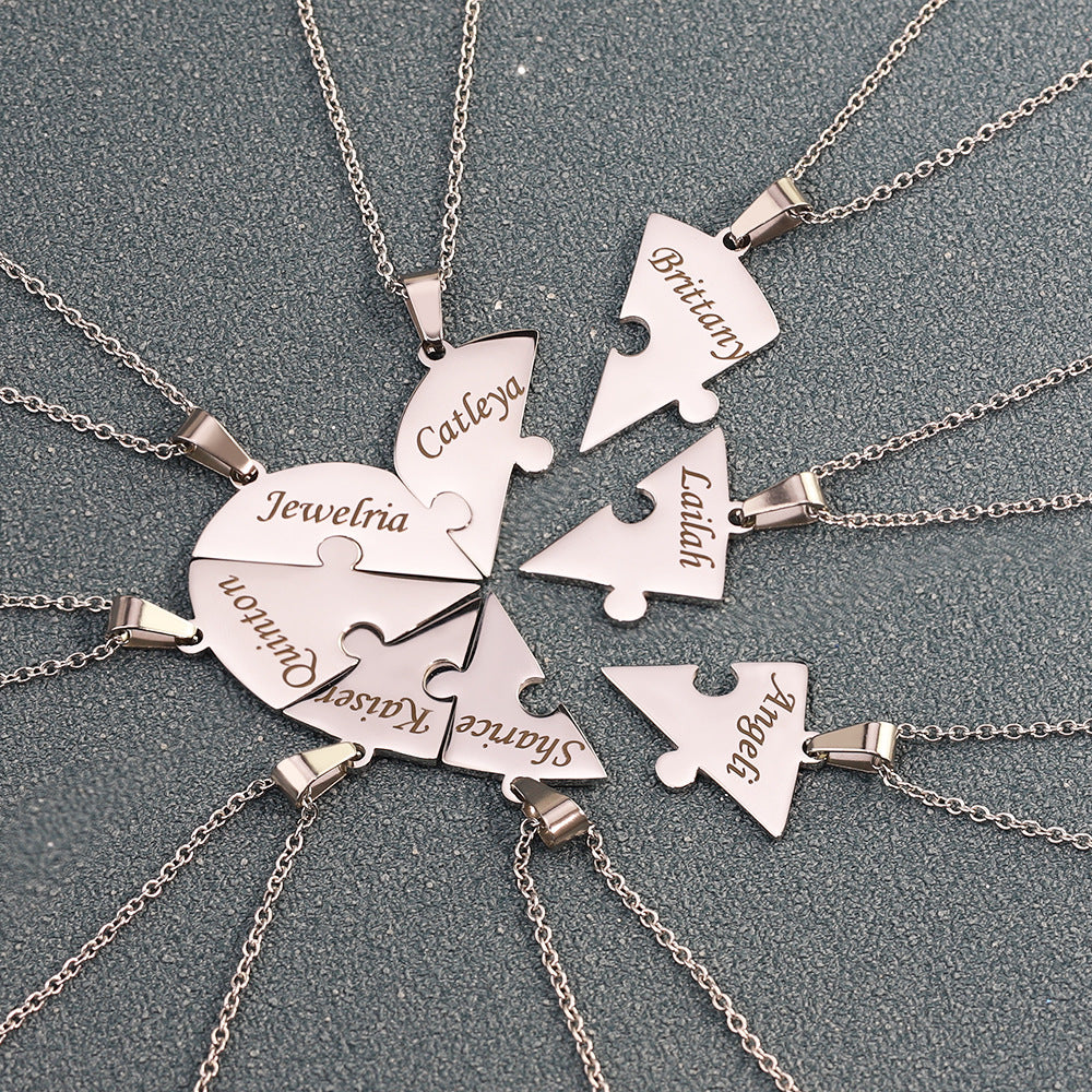 Heart-Shaped Interlocking Necklace for Couples or Family
