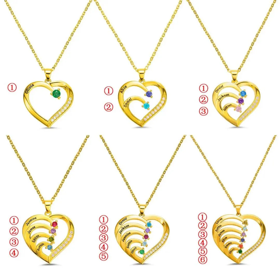 Multi-Name Heart-Shaped Pendant Necklace