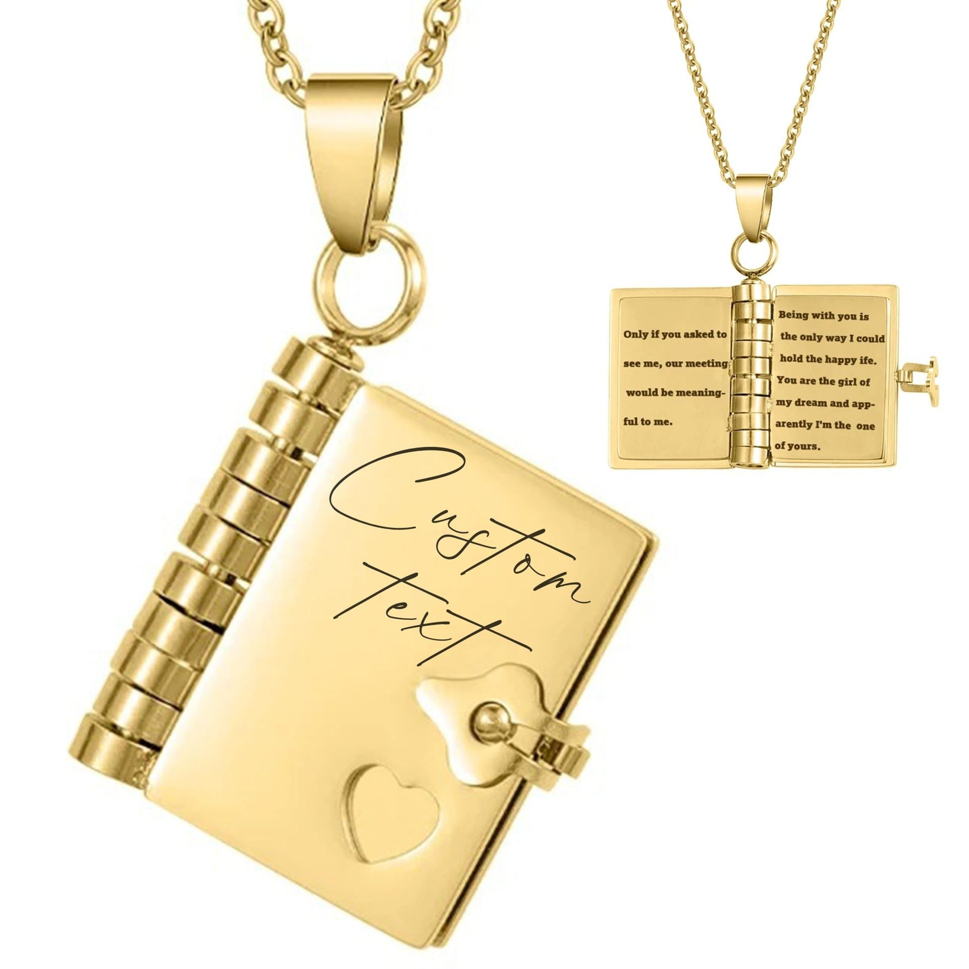 DIY Engraved Book Pendant Necklace
