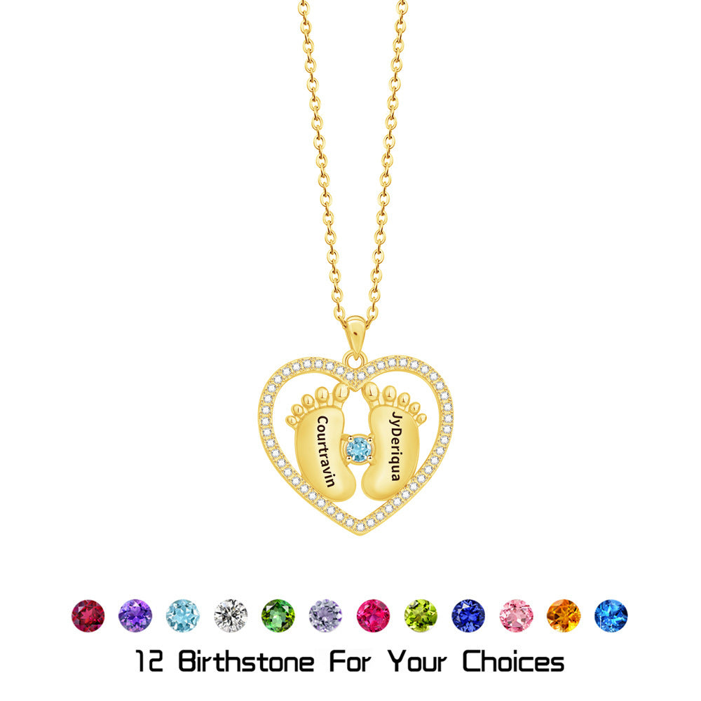 Footprint Birthstone Necklace