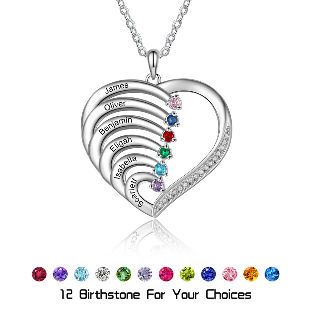 Multi-Name Heart-Shaped Pendant Necklace