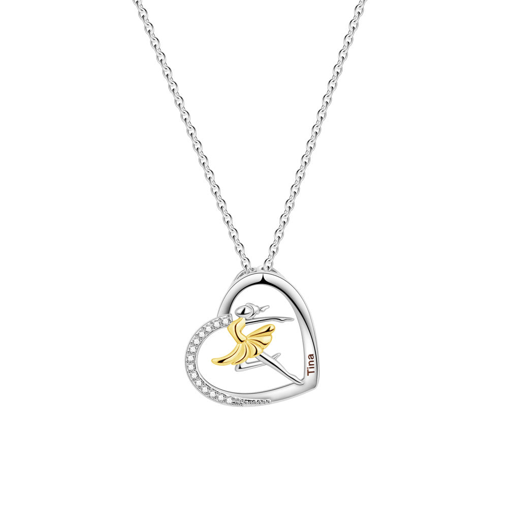 Ballet Girl Engraved Necklace