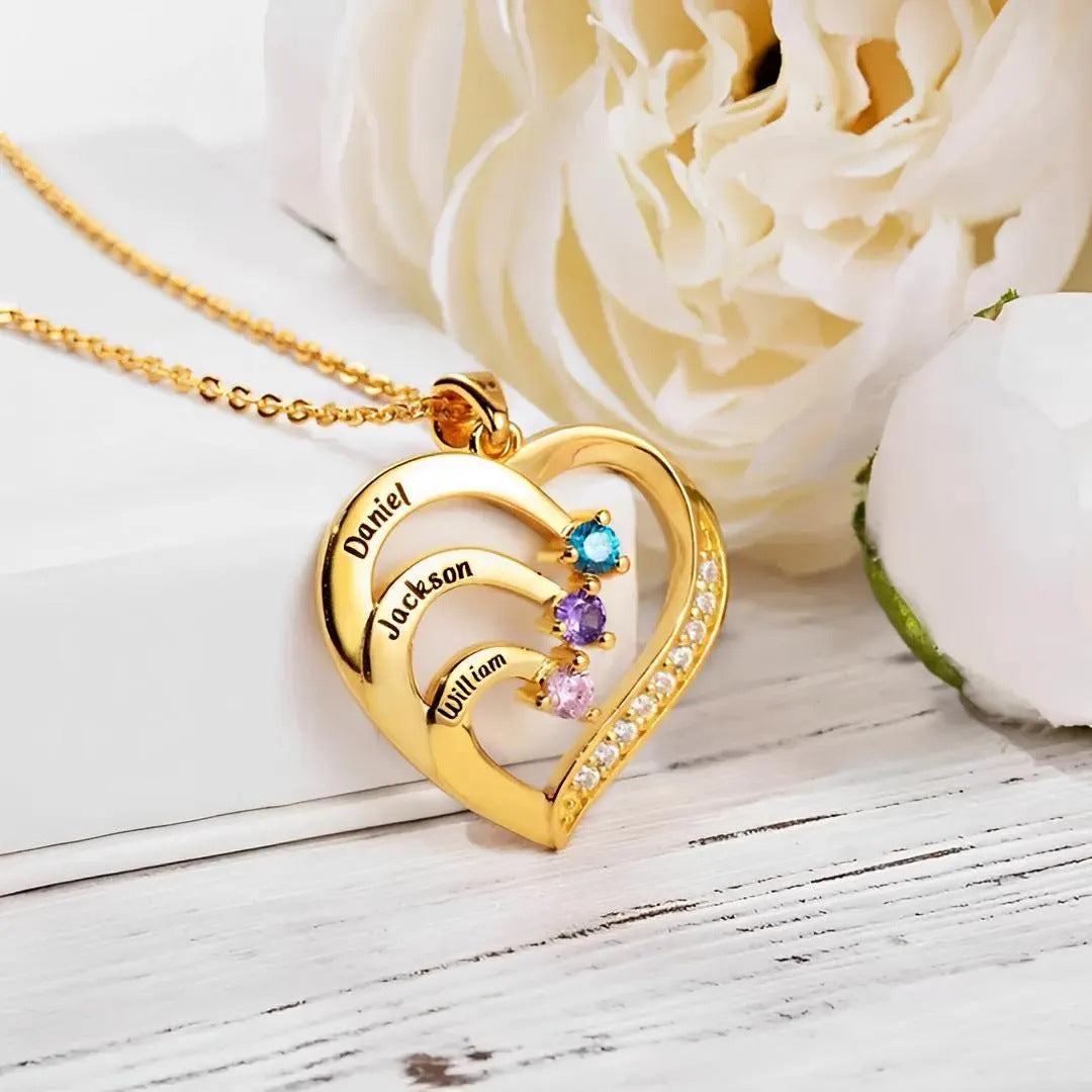 Multi-Name Heart-Shaped Pendant Necklace