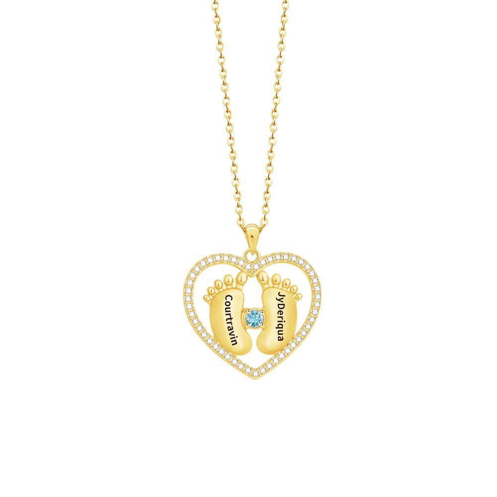 Footprint Birthstone Necklace