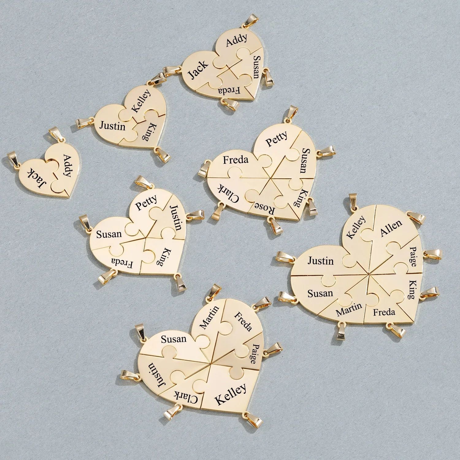 Heart-Shaped Interlocking Necklace for Couples or Family
