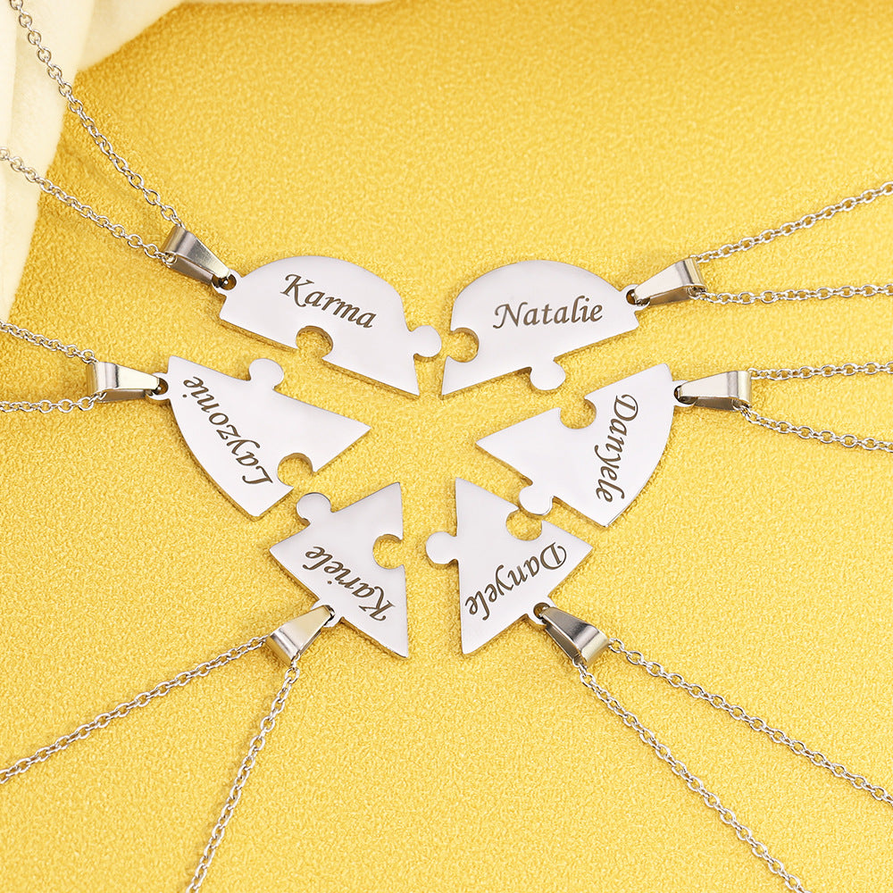 Heart-Shaped Interlocking Necklace for Couples or Family