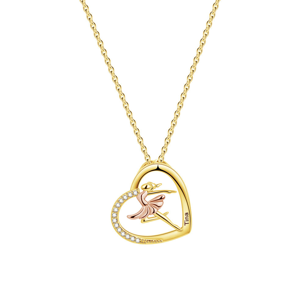 Ballet Girl Engraved Necklace