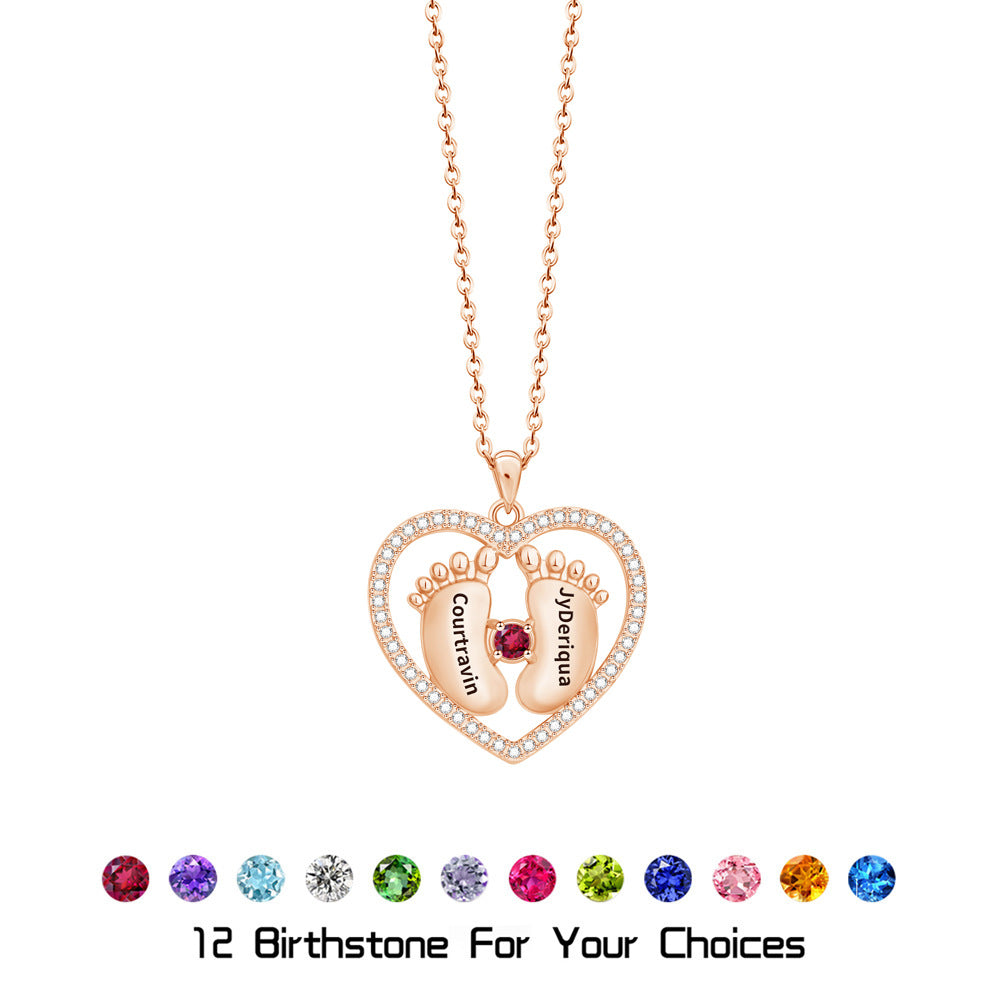 Footprint Birthstone Necklace