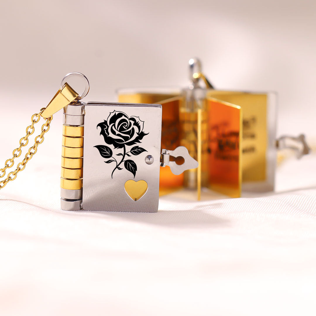 DIY Engraved Book Pendant Necklace