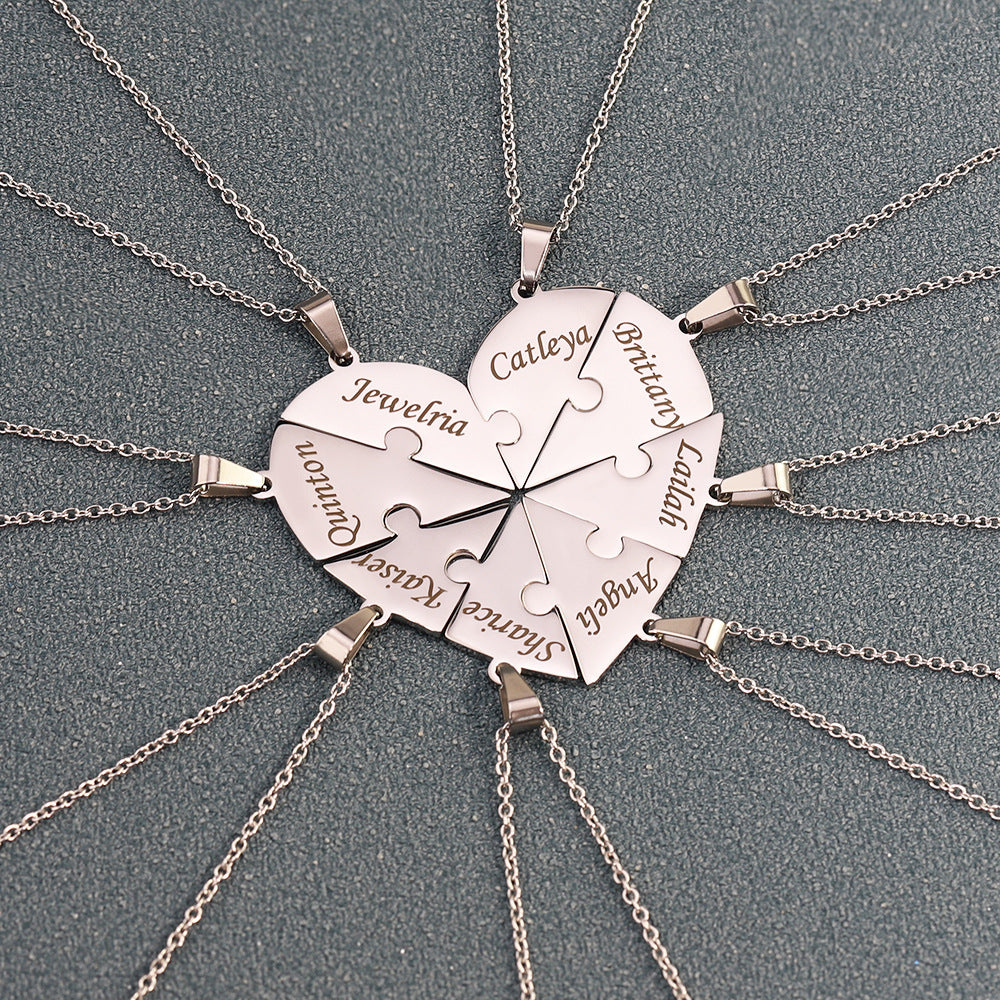 Heart-Shaped Interlocking Necklace for Couples or Family