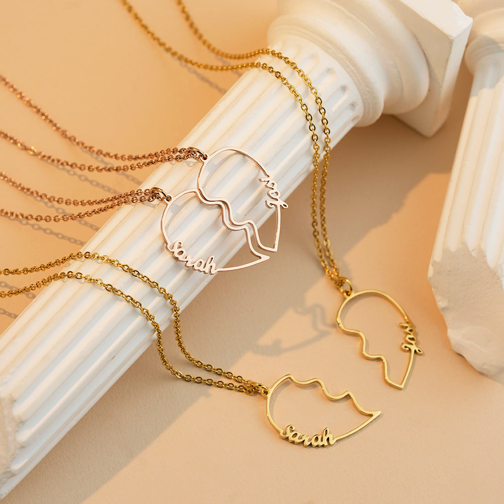 Couple's Heart-Shaped Interlocking Necklace
