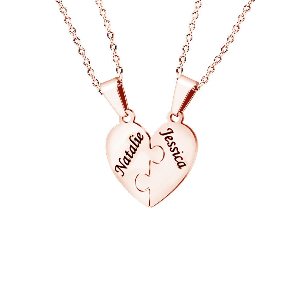 Heart-Shaped Interlocking Necklace for Couples or Family