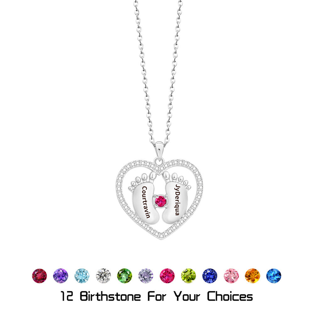 Footprint Birthstone Necklace