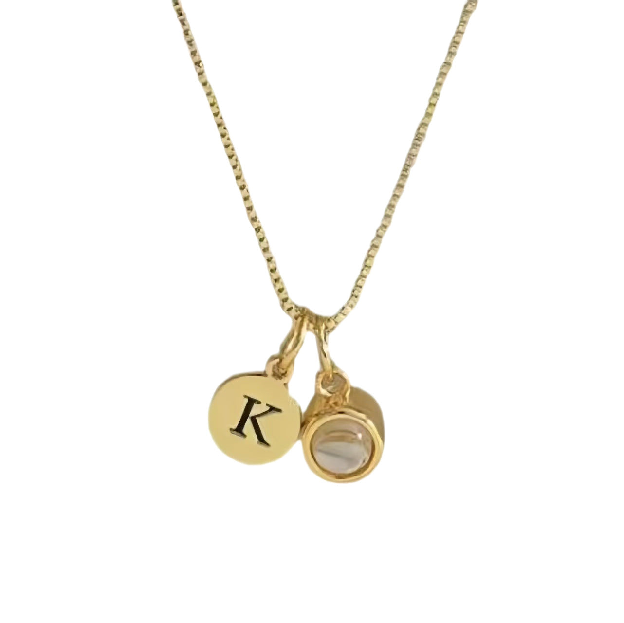 Custom Letter and Projection Stone Photo Necklace