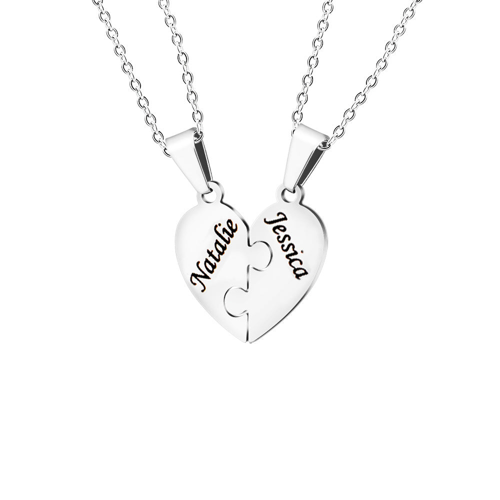 Heart-Shaped Interlocking Necklace for Couples or Family