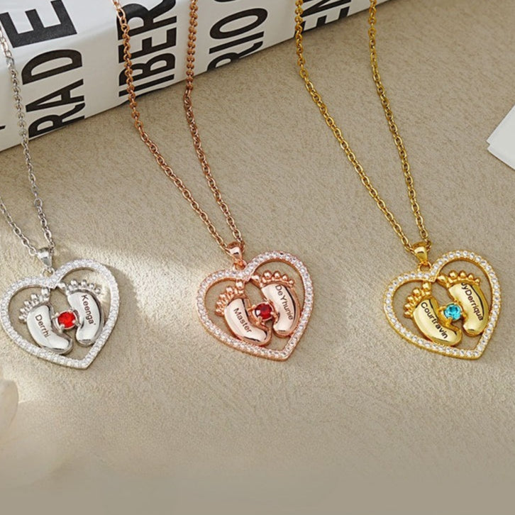 Footprint Birthstone Necklace