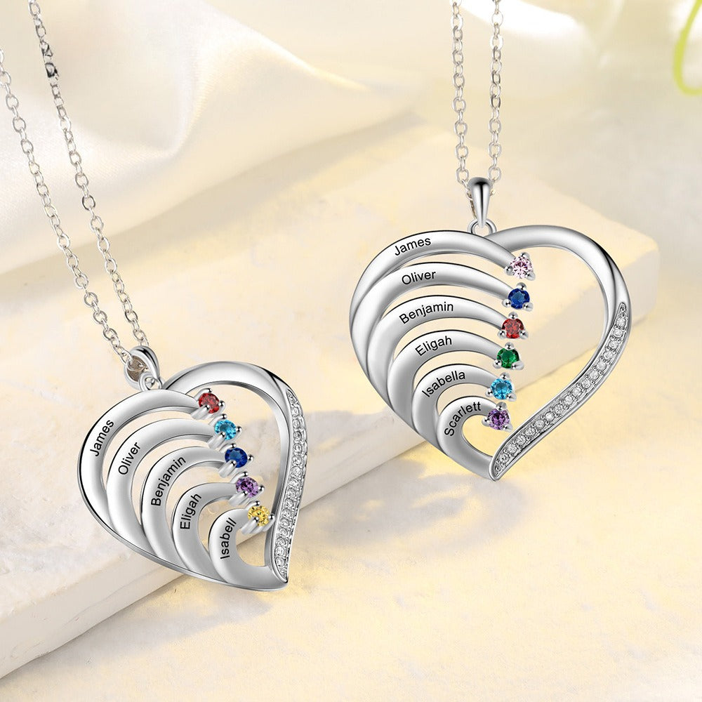Multi-Name Heart-Shaped Pendant Necklace